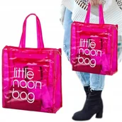 Torby i wózki na zakupy - RÓŻOWA STYLOWA TORBA LITTLE NAON BAG WODOODPORNA PRZEŹROCZYSTA PLAŻOWA - miniaturka - grafika 1