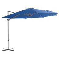 Parasole ogrodowe - Parasol wiszący ze stalowym słupkiem, 300 cm, niebieski - miniaturka - grafika 1