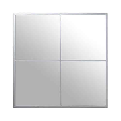 Alexandra House Living Srebrne metalowe lustro ścienne okno 5 x 73 x 73 cm