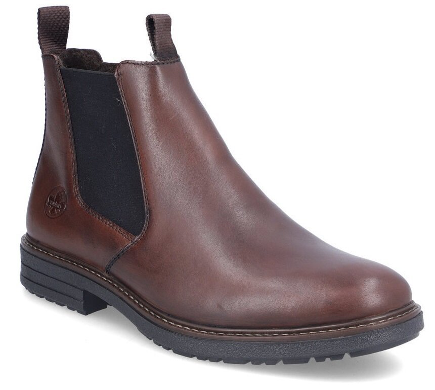 Buty męskie zimowe Rieker 33180 sztyblety skórzane ocieplane brązowe-41