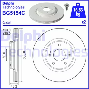 Tarcza hamulcowa DELPHI BG5154C - Tarcze hamulcowe - miniaturka - grafika 1