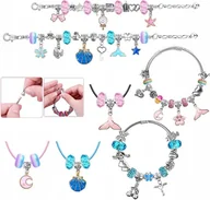 Prace ręczne dla dzieci - Zestaw do Robienia Bransoletek Naszyjników Biżuterii Koraliki Diy Prezent - miniaturka - grafika 1