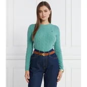 Swetry damskie - POLO RALPH LAUREN Wełniany sweter JULIANNA | Slim Fit | z dodatkiem kaszmiru - miniaturka - grafika 1