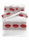 Pościel - Komplet pościeli 3D Czerwone usta 160x200 3-częściowy - miniaturka - grafika 1