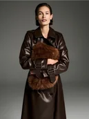 Torebki damskie - Reserved - Futerkowa torebka na ramię - bordowy - miniaturka - grafika 1