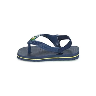 Buty dla dziewczynek - Havaianas Dziecięce sandały uniseks Baby Brasil Logo II, Navy Blue Citrusżółty, 20 EU - grafika 1