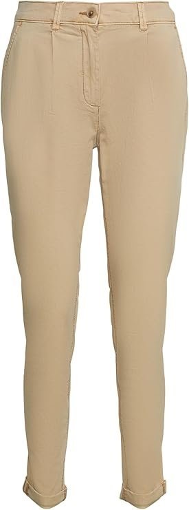 ESPRIT BEŻOWE SPODNIE RURKI Z NISKIM STANEM CASUAL BAWEŁNA 32/30 6BA