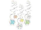 Urodziny dla dorosłych - Dekoracja wisząca świderki na trzydziestkę Konfetti - 6 szt. - miniaturka - grafika 1