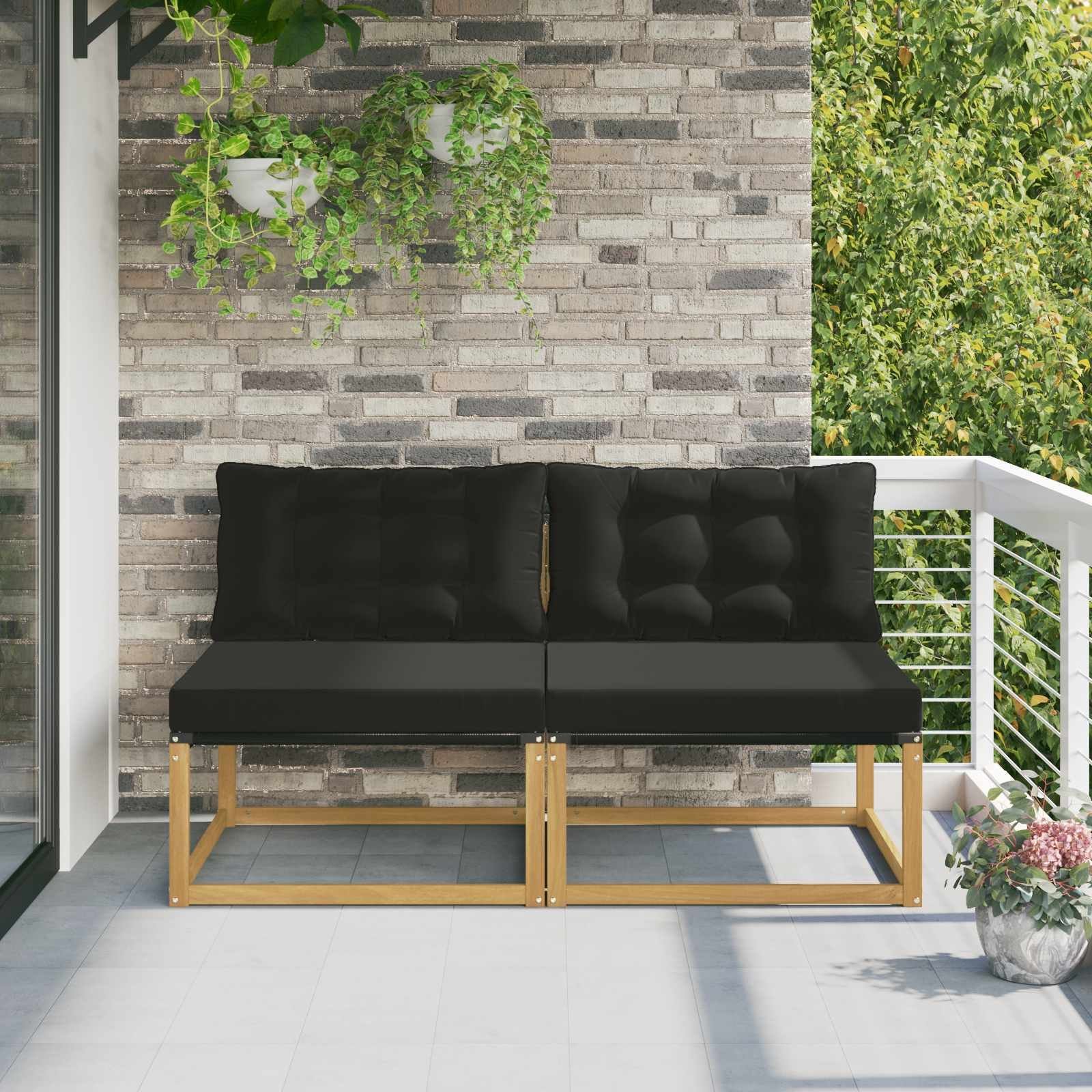 vidaXL Środkowa sofa ogrodowa Drewno akacji i tekstylen Biały