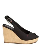 Espadryle damskie - Tommy Hilfiger Espadryle Iconic Elena Sling Back Wedge FW0FW04789 Czarny - miniaturka - grafika 1