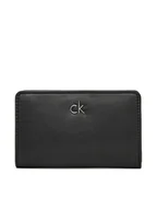Portfele - Calvin Klein Duży Portfel Damski Ck Re-Lock Medium Bifold LV04F1033G Czarny - miniaturka - grafika 1
