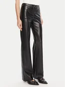 Spodnie damskie - Patrizia Pepe Spodnie skórzane 8P0757 E005 Czarny Regular Fit - miniaturka - grafika 1