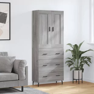 vidaXL Witrynka szary dąb sonoma 69,5x34x180cm materiał drewnopochodny - Szafki nocne - miniaturka - grafika 1