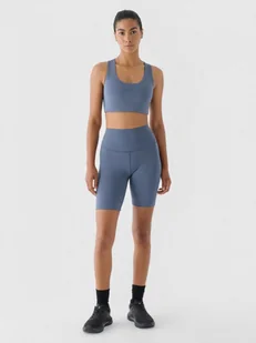 Damskie legginsy krótkie treningowe 4F 4FWAW24TFSTF012  - niebieskie - Spodnie sportowe damskie - miniaturka - grafika 1
