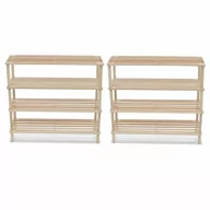 Szafki na buty - vidaXL Drewniany stojak na buty cztery poziomy dwie sztuki - miniaturka - grafika 1