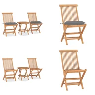 Meble ogrodowe - vidaXL 3-częściowy ogrodowy zestaw jadalniany z poduszkami składany z litego drewna tekowego - Zestaw mebli ogrodowych - Zestawy mebli ogrodowych - Stół i krzesła ogrodowe - Stoły i krzesła ogrodowe - miniaturka - grafika 1