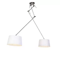 Lampy sufitowe - QAZQA Lampa wisząca regulowana stal klosz lniany biały 35cm - Blitz II - miniaturka - grafika 1