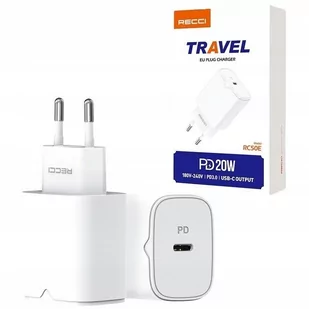 SZYBKA ŁADOWARKA SIECIOWA USB C 20W PD QC 3.0 RECCI - Ładowarki do telefonów - miniaturka - grafika 1