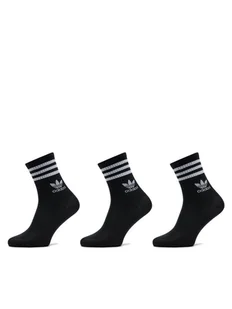 adidas Zestaw 3 par wysokich skarpet unisex Mid Cut Crew IL5022 Czarny - Skarpetki damskie - miniaturka - grafika 1