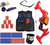 Zabawki militarne - Nerf Elite Dragonpower łuk Skyblaze F0809 + 30 strzałek + kamizelka + cele + opaska + bandana + okulary - miniaturka - grafika 1