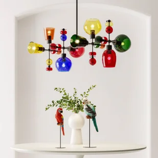 Lampa wisząca Kare Mazzo Otto, szkło multicolor, 8-punktowa - Lampy sufitowe - miniaturka - grafika 1