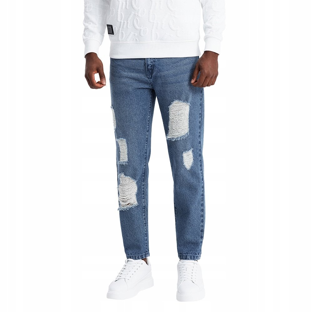 Męskie jeansowe spodnie TAPERED FIT ciemnoniebieskie V3 OM-PADP-0175 XL