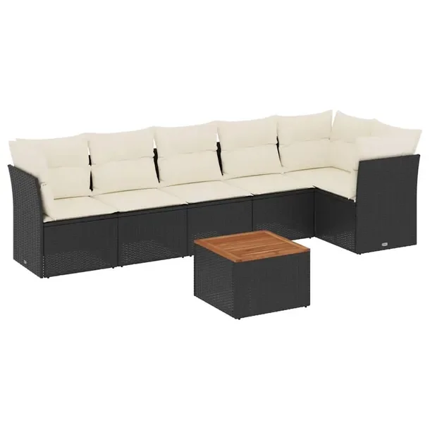 Modułowy zestaw wypoczynkowy z rattanem PE, czarny, wymiary: 62x62x69 cm,