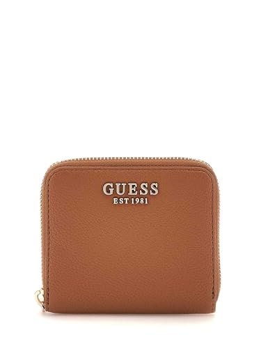 GUESS Damski portfel Laurel SLG Small Zip Around, koniak