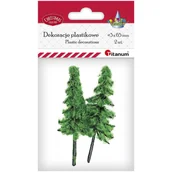 Zabawki kreatywne - Drzewka minaturowe plastikowe. Choinki zielone 40x80mm. 2 sztuki - miniaturka - grafika 1