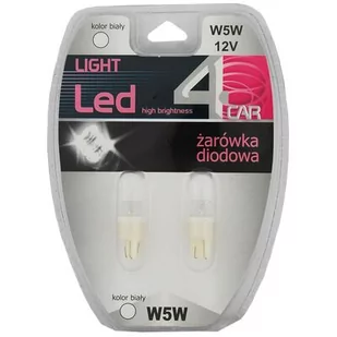 Zestaw żarówek samochodowych LED W5W 12V 4CAR - Żarówki samochodowe - miniaturka - grafika 1