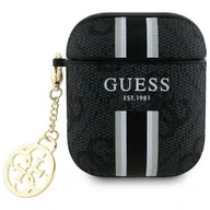 Akcesoria do słuchawek - Etui na słuchawki GUESS 4G Printed Stripes Charm do Apple AirPods 1/2 Czarny - miniaturka - grafika 1