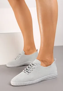 Jasnoniebieskie Tenisówki z Elastyczną Cholewką z Perforacją i Sznurowaniem Givella - Trampki damskie - miniaturka - grafika 1