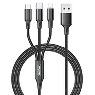 Kable USB - REMAX Gition kabel przewód 3w1 USB - Lightning/ USB Typ C/ micro USB 3.1A 1,2m czarny (RC-189th) - miniaturka - grafika 1