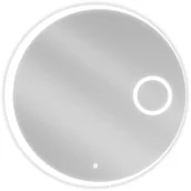 Lustra - Mexen Ella lustro łazienkowe podświetlane z lusterkiem kosmetycznym, okrągłe 80 cm, LED 6000K, antypara - miniaturka - grafika 1