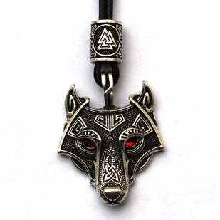 NASZYJNIK Wikingów RUNY Valknut Aegishjalmur 131 - Naszyjniki - miniaturka - grafika 1