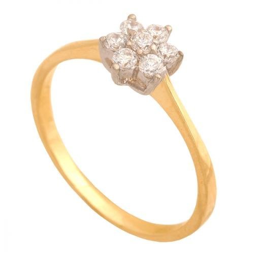 Złoty Pierścionek z Cyrkoniami 585 1.5 g, R 15 Rodium