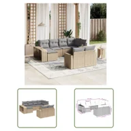Sofy ogrodowe - The Living Store 10-cz. zestaw mebli ogrodowych z poduszkami - beżowy - polirattan - Sofa Ogrodowa - miniaturka - grafika 1