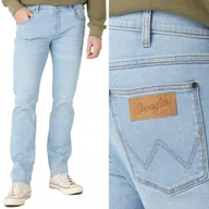 Spodnie męskie - Wrangler GREENSBORO Blue Waves PROSTE SPODNIE JEANSOWE BLUE DżINS W34 L32 - miniaturka - grafika 1