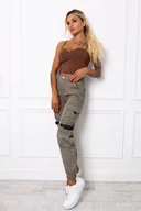 Spodnie damskie - SPODNIE JEANSOWE MOM FIT BOJÓWKI - ZIELONE - Olika - miniaturka - grafika 1