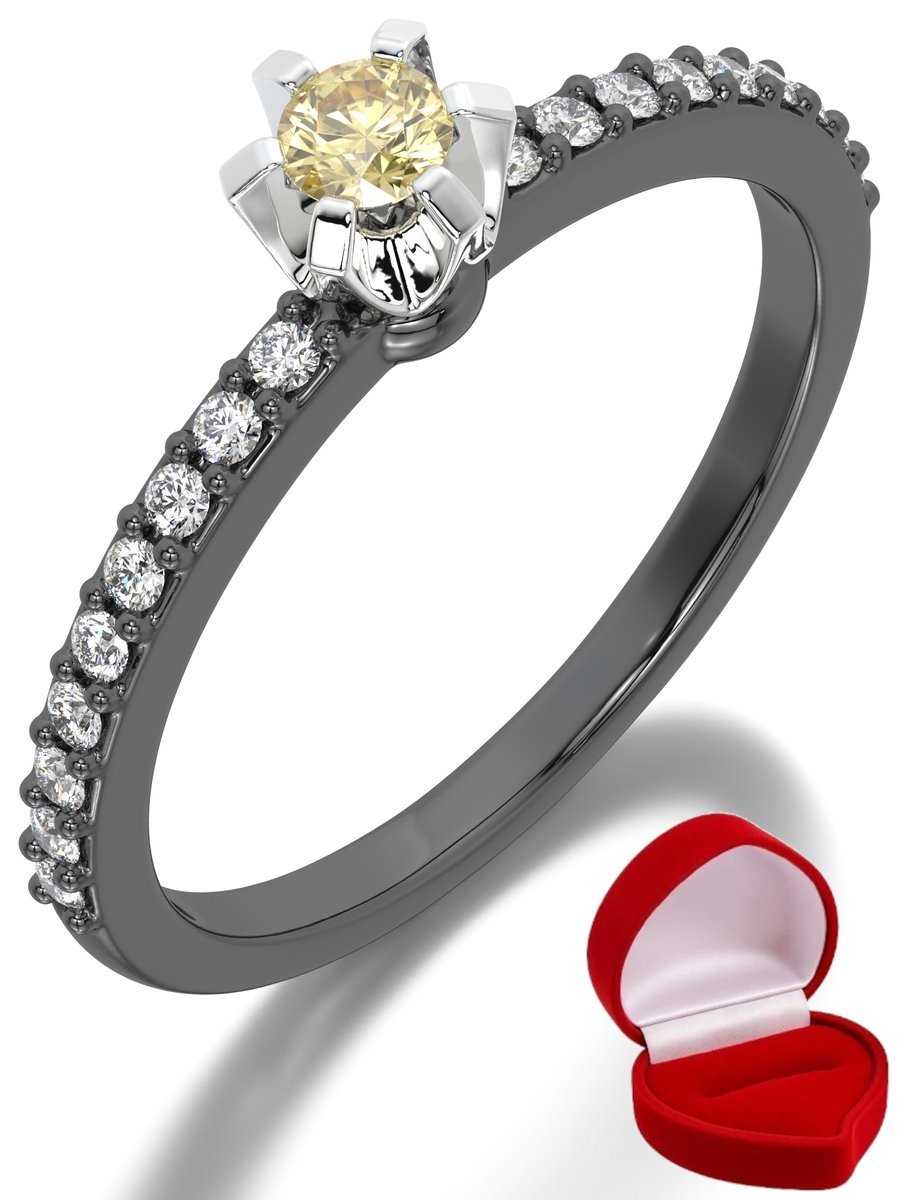 ZŁOTY PIERŚCIONEK ZARĘCZYNOWY 585 14k SZAFIR 0,09 ct CZARNE ZŁOTO R18