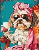 Kolorowanki, wyklejanki - Malowanie po numerach - Figlarny shih tzu 40x50cm - miniaturka - grafika 1