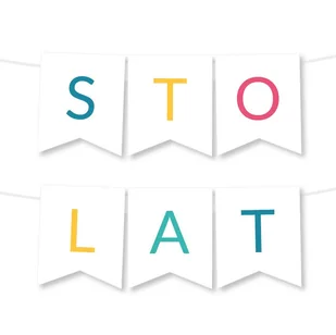 Girlanda BANER - STO LAT - Kolorowa urodziny - Dekoracje sali - miniaturka - grafika 1