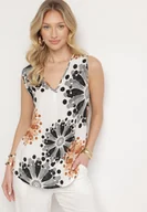 Bluzki damskie - Czarna Bluzka Top z Bawełny z Motywem Kwiatowym Ameliene - miniaturka - grafika 1