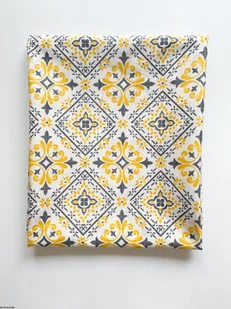 Obrus plamoodporny bawełniany żółtego koloru z wzorem Ornament - Obrusy i serwetki - miniaturka - grafika 1