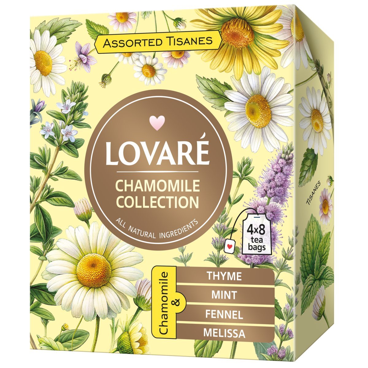 Zestaw herbat Assorted herbal tea CHAMOMILE, Lovare, 4 rodzaje po 8 szt.
