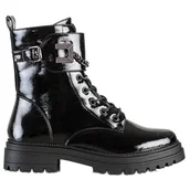 Botki damskie - S. BARSKI Lakierowane Workery Z Łańcuszkiem S.BARSKI czarne - miniaturka - grafika 1