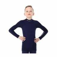Bielizna sportowa damska - Bluza chłopięca Brubeck z Wełną Merino Active Wool Granatowy - miniaturka - grafika 1