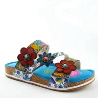 Klapki i japonki damskie - Laura Vita BRCYANO 16 klapki damskie skórzane na korku - miniaturka - grafika 1