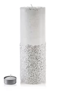 Świeczniki - ŚWIECA LAMPION WALEC 120X360 DIAMENT BIAŁY - miniaturka - grafika 1