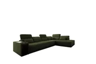 Narożniki - Narożnik w kształcie litery L Mindy XI z funkcją spania i regulowanym oparciem, tkanina Verita - Ciemnozielony - Prawy - miniaturka - grafika 1